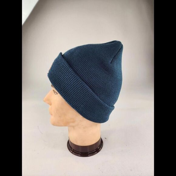 Carhartt Navy Blue Patch Beanie Watch Cap Made In USA Snow Winter Beanie Hat - Picture 5 of 8